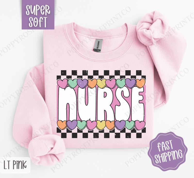 Nurse Candy Hearts Sweatshirt, RN Crewneck, Valentine Women's Sweater T-Shirts, Hoodie | TeeBloomCo.com