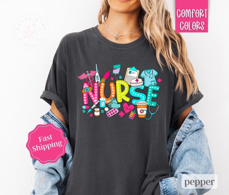 Nurse Shirt Comfort Colors, RN Shirt, Gift for Nurse Appreciation Hoodie, Sweatshirt | TeeBloomCo.com