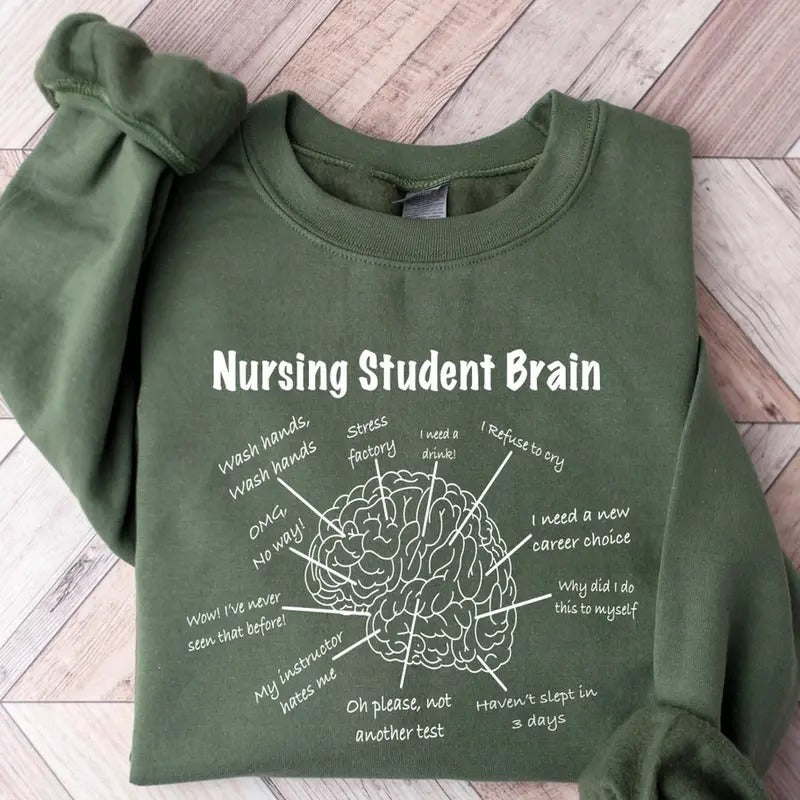 Nursing Student Brain Sweatshirt, Nursing School, Nurse Sweatshirt T-Shirts, Hoodie | TeeBloomCo.com