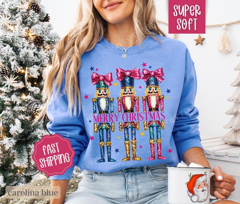Nutcracker Christmas Sweatshirt, Christmas Sweater, Women's Holiday Crewneckstyle{n002}3 T-Shirts, Hoodie | TeeBloomCo.com