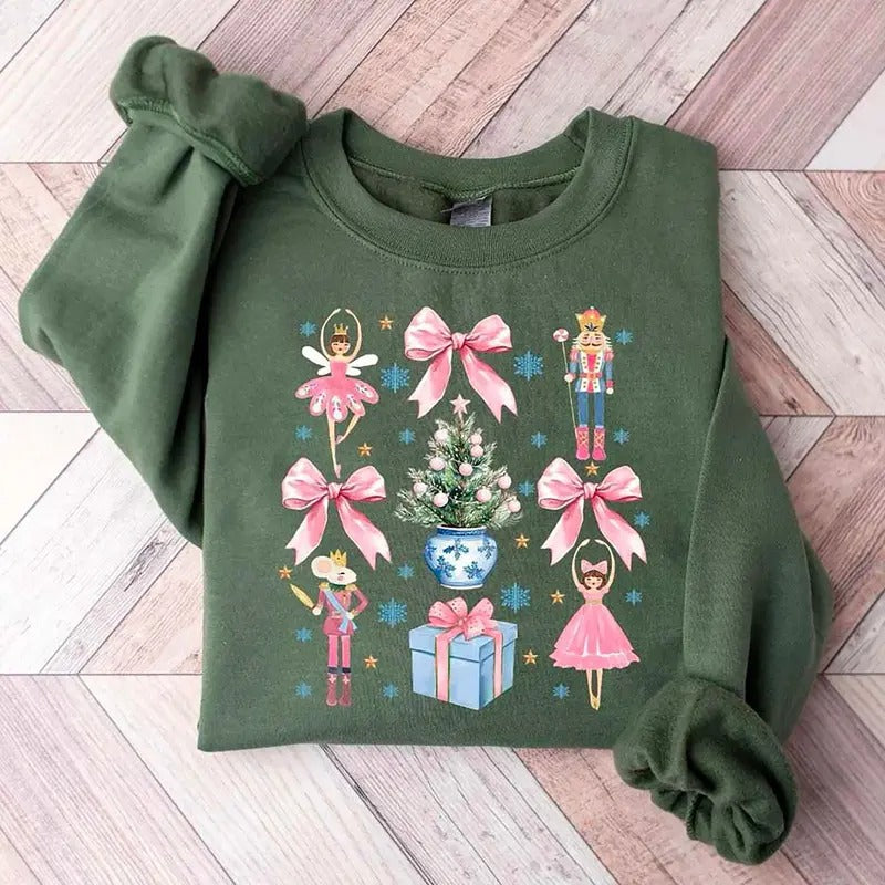 Nutcracker Coquette Sweatshirt, Christmas Nutcracker Shirt, Coquette Bow Sweatshirt, Ballet Coquette Shirt, Ballerina...
