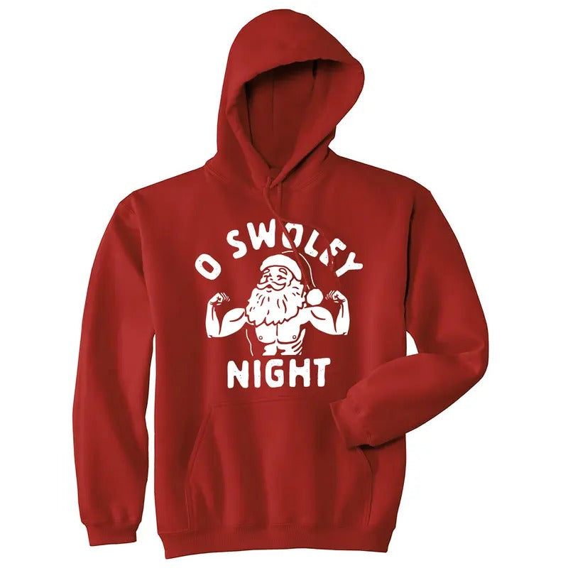 O Swoley Night Unisex Hoodie Funny Xmas Buff Ripped Santa Claus Joke Hooded Sweatshirt Funny Hoodies Christmas Hoodie...