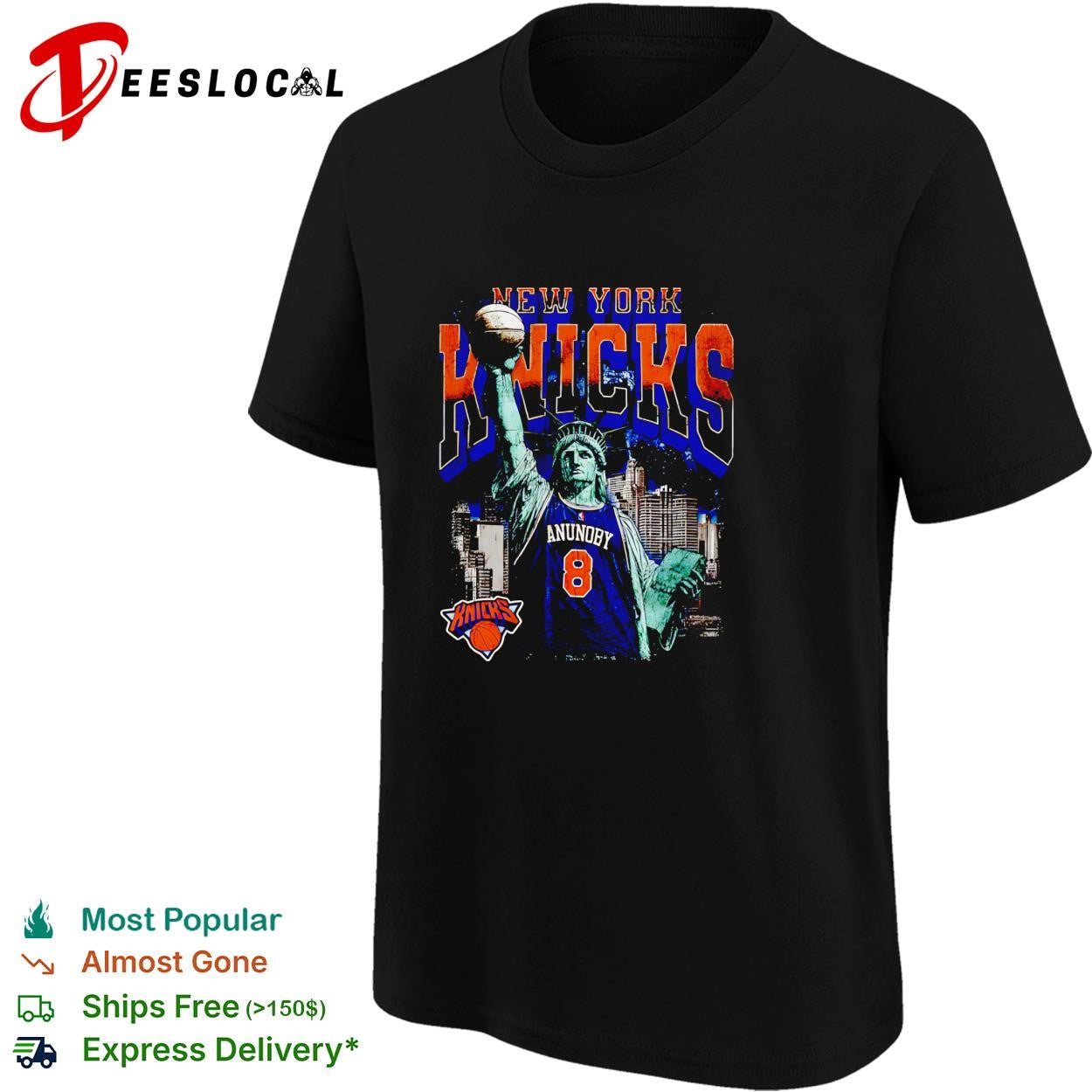 OG Anunoby 8 New York Knicks Statue of Liberty skyline basketball shirt