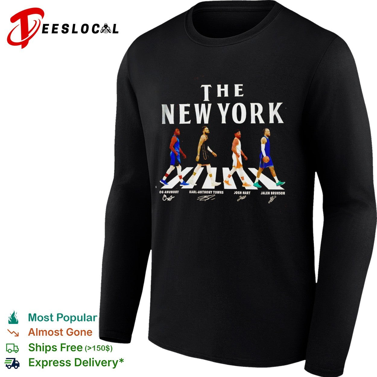 OG Anunoby Karl Anthony Towns Josh Hart Jalen Brunson New York Knicks walking across shirt