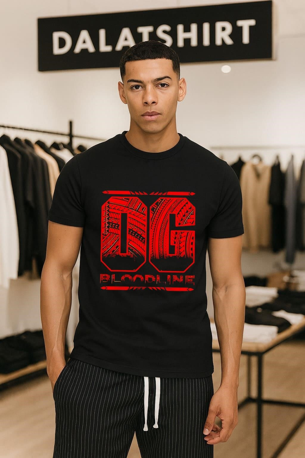 OG Bloodline Red Tribal Pattern Typography Graphic shirt