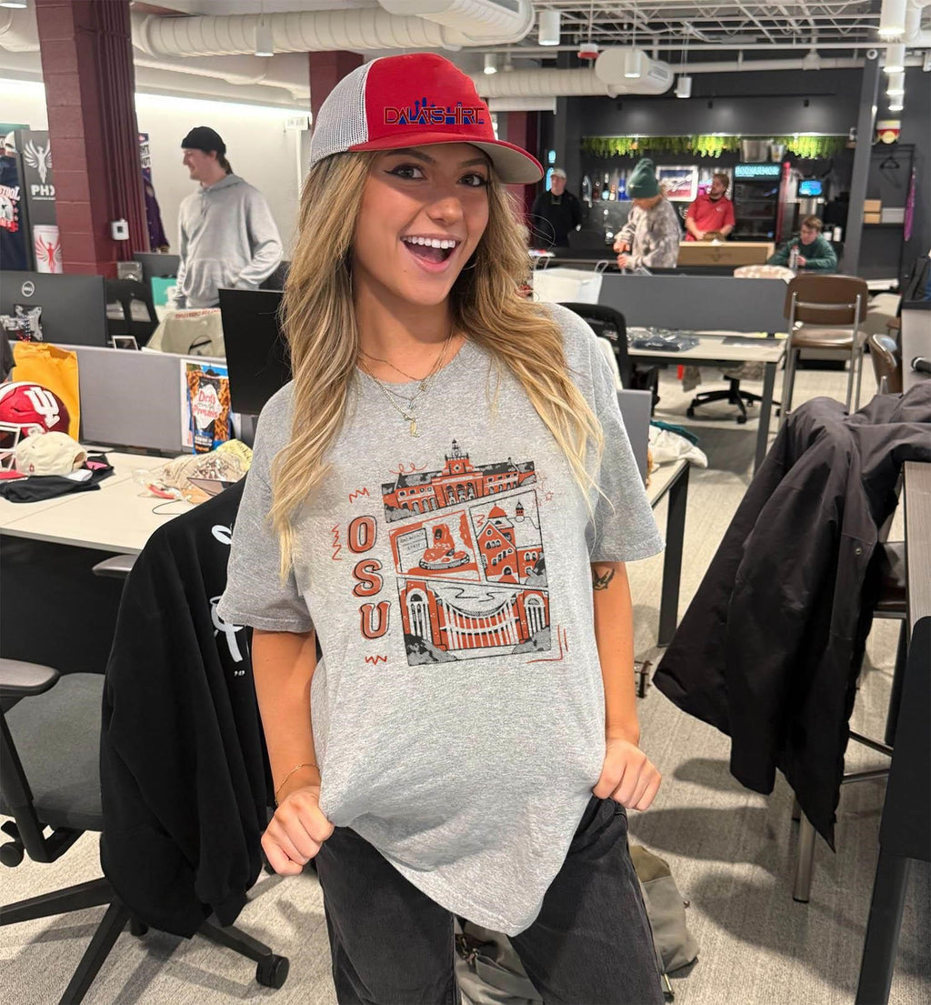 OSU Oklahoma State University Edmon Low Library And Campus Buildings Sketch shirt