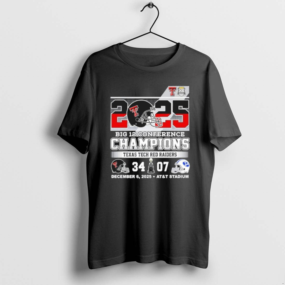 Official 2025 Big 12 Conference Champions Texas Tech 34 7 Byu Score T-Shirts, Hoodie, Sweatshirt | TeeBloomCo.com