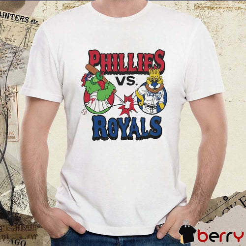 2026 MLB Philadelphia Phillies Phillie Phanatic vs Kansas City Royals Sluggerrr Mascot t-shirt