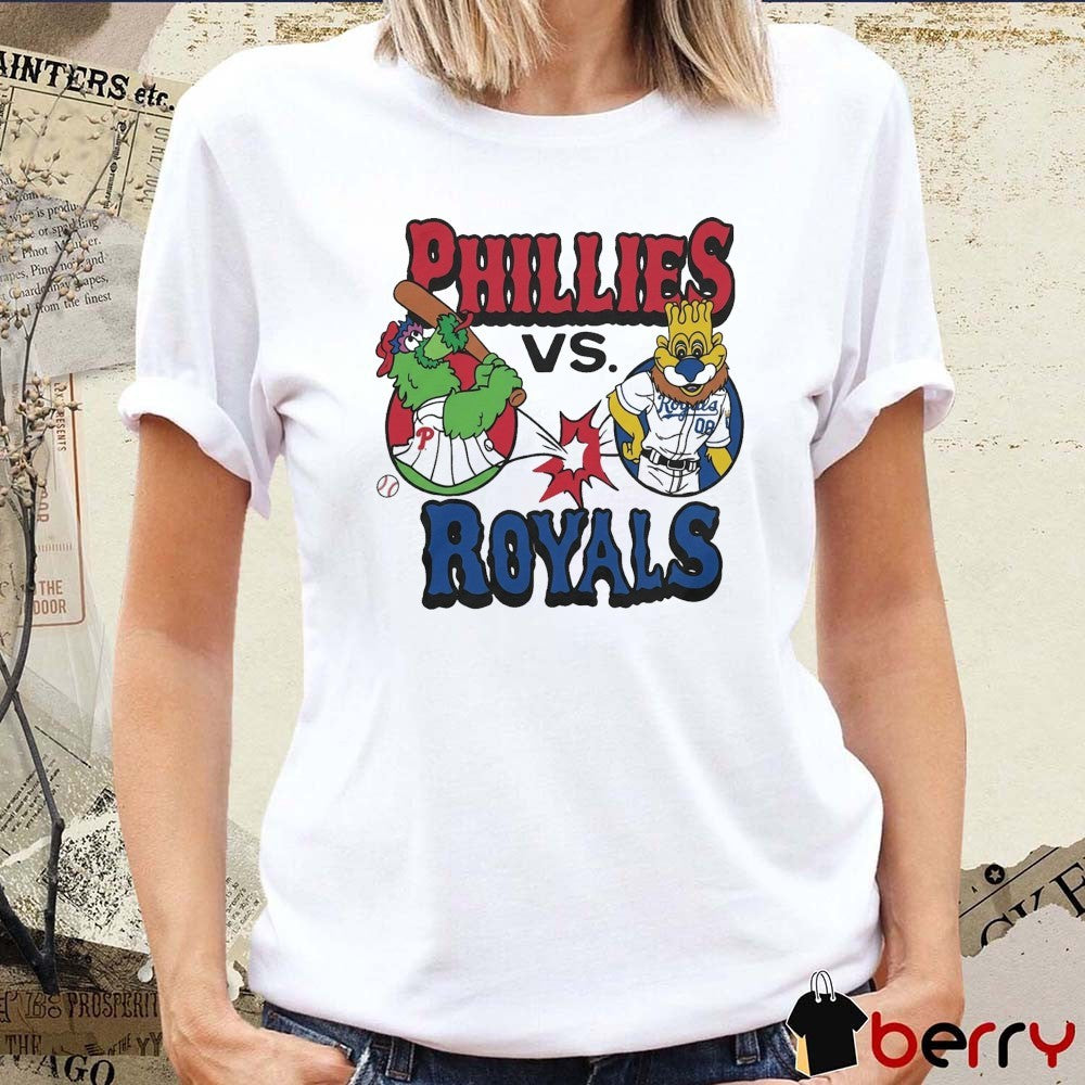 2026 MLB Philadelphia Phillies Phillie Phanatic vs Kansas City Royals Sluggerrr Mascot t-shirt