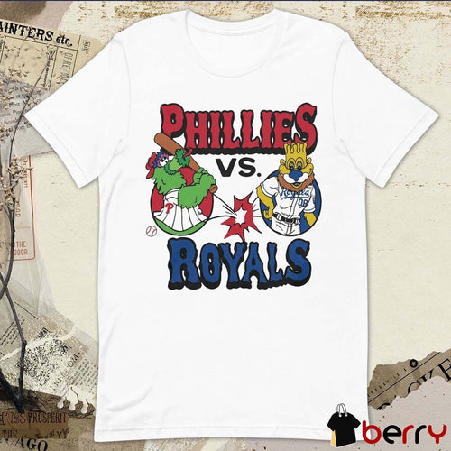 2026 MLB Philadelphia Phillies Phillie Phanatic vs Kansas City Royals Sluggerrr Mascot t-shirt