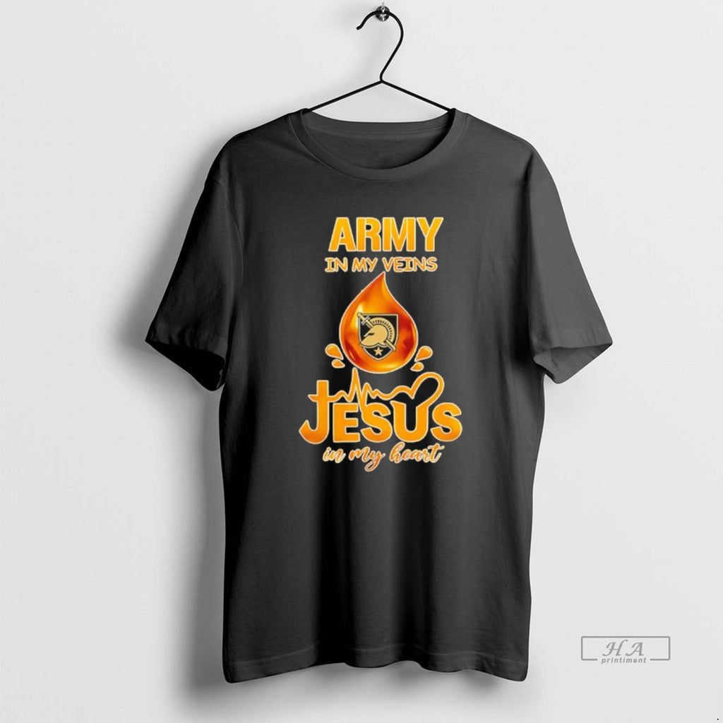 Official Army Black Knights In My Veins Jesus In My Heart T-Shirts, Hoodie, Sweatshirt | TeeBloomCo.com