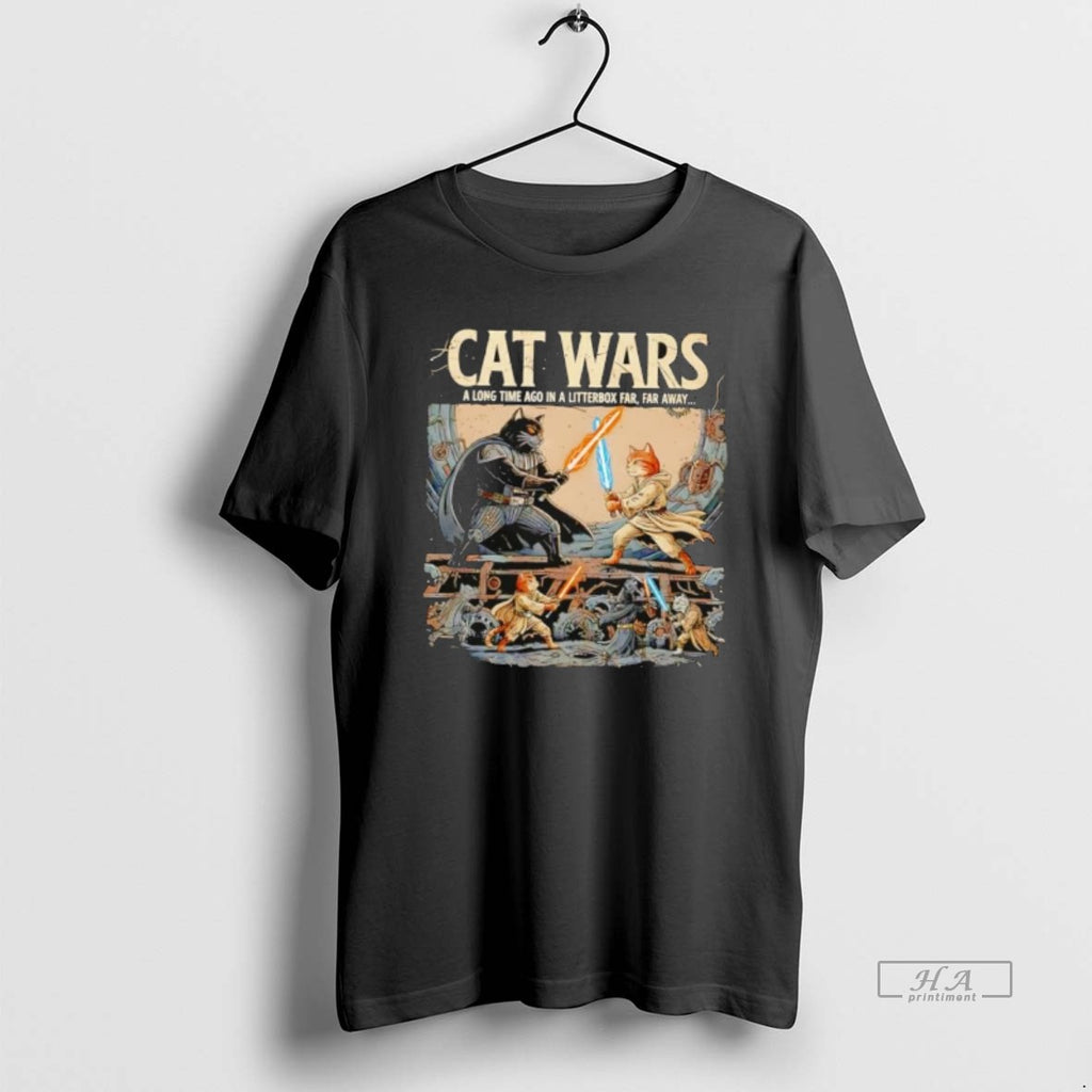 Official Cat Wars A Long Time Ago In A Litterbox Far Far Away T-Shirts, Hoodie, Sweatshirt | TeeBloomCo.com