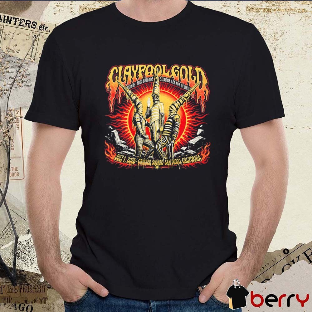 Claypool Gold Tour Primus July 01 2026 Cruise Square in San Diego CA t-shirt