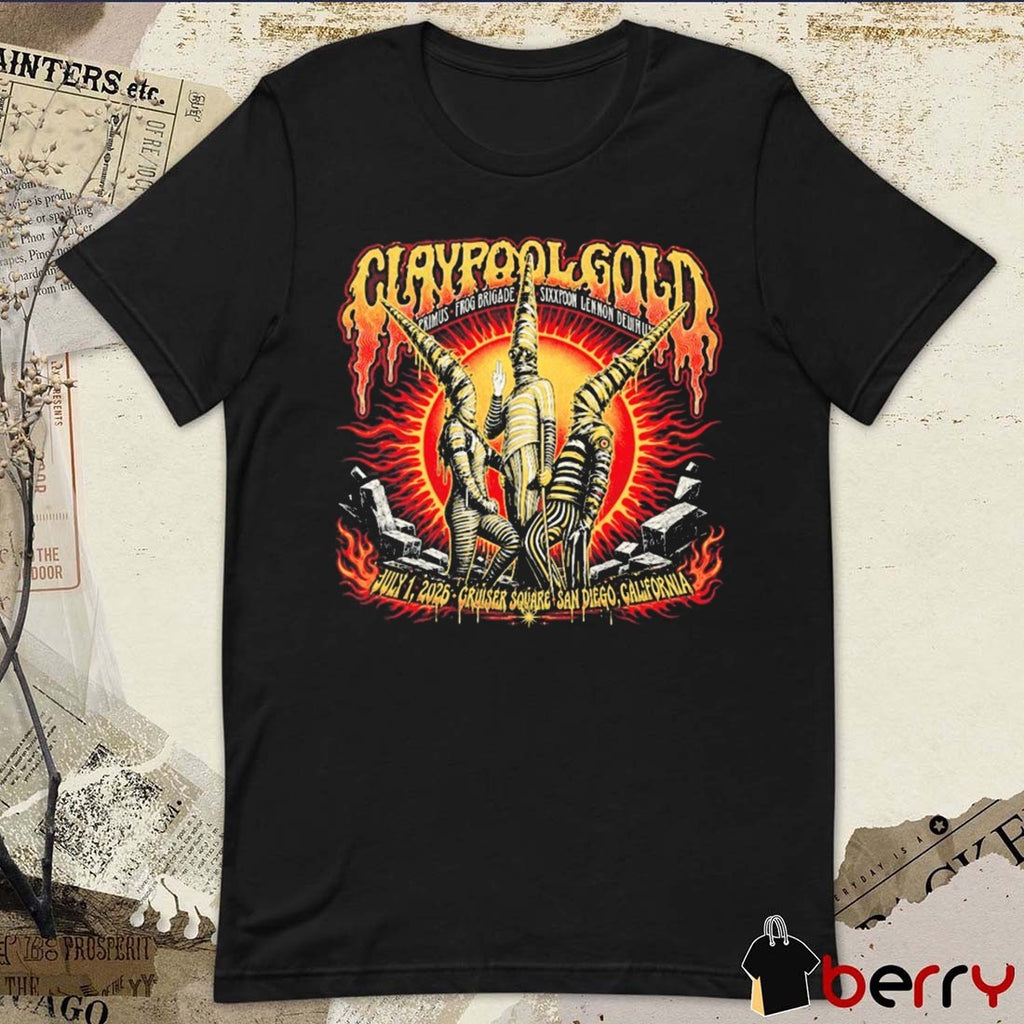 Claypool Gold Tour Primus July 01 2026 Cruise Square in San Diego CA t-shirt