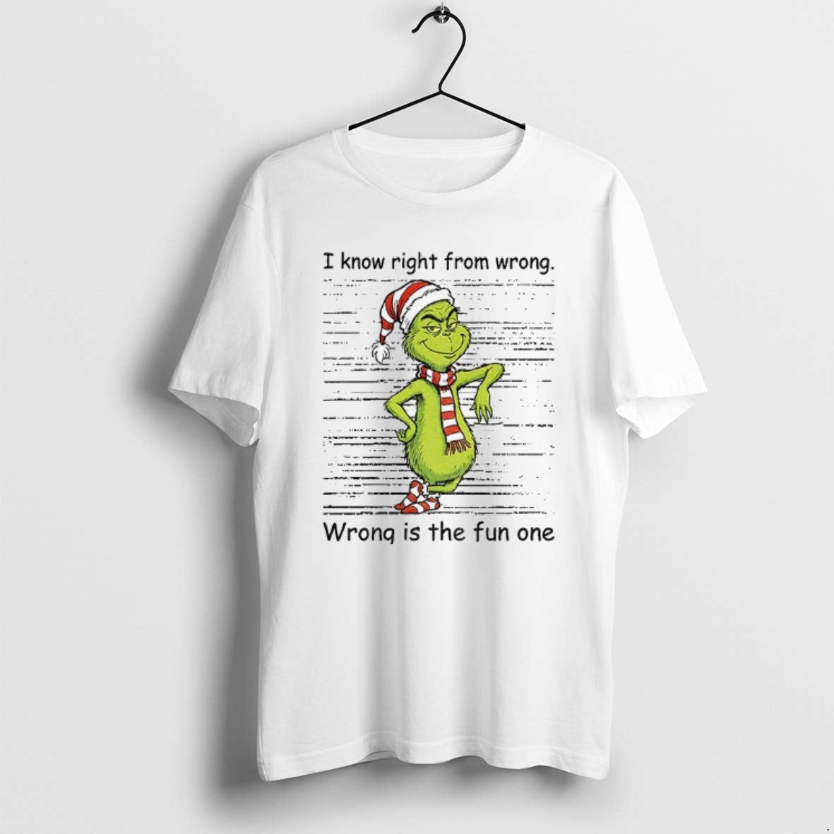 Official Grinch Santa I Know Right From Wrong Wrong Is The Fun One Christmas T-Shirts, Hoodie, Sweatshirt | TeeBloomCo.com
