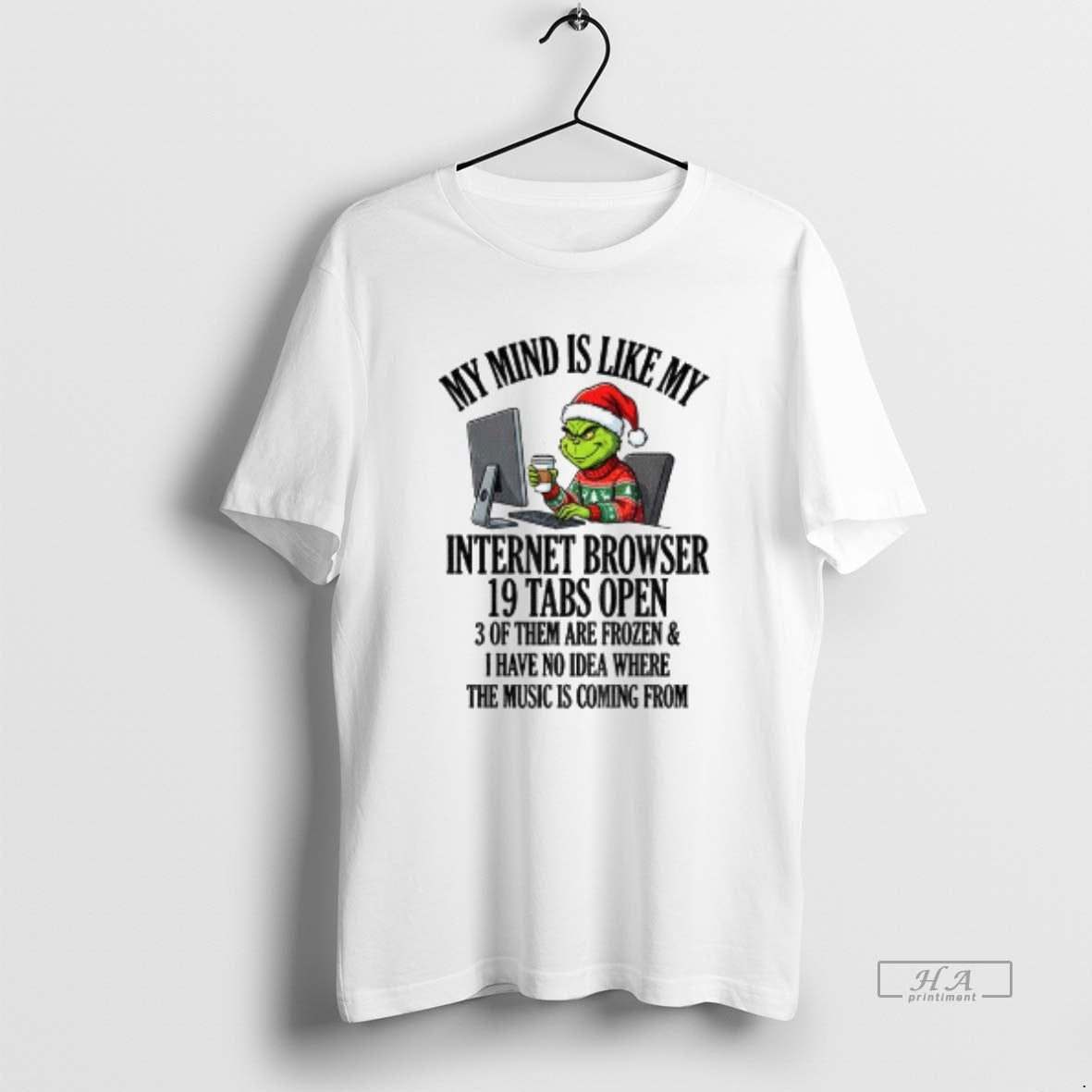 Official Grinch Santa My Mind Is Like My Internet Browser 10 Tabs Open 3 Of T-Shirts, Hoodie, Sweatshirt | TeeBloomCo.com