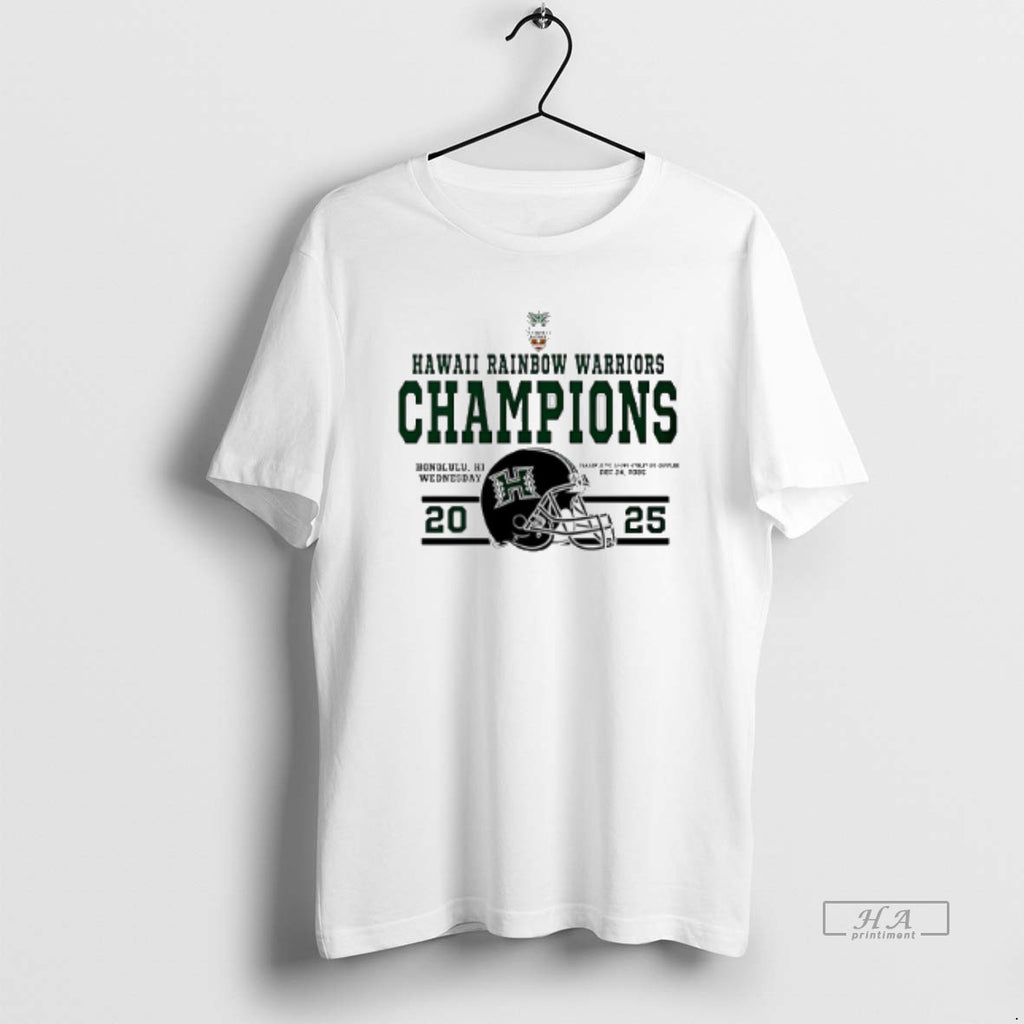 Official Hawaii Rainbow Warriors 2025 Hawaii Bowl Champions Helmet T-Shirts, Hoodie, Sweatshirt | TeeBloomCo.com