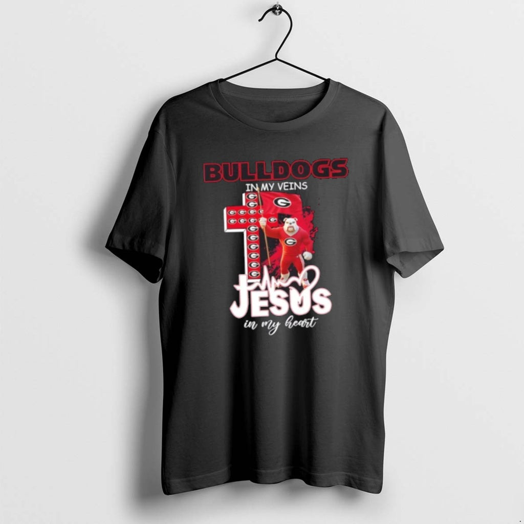 Official Mascots Georgia Bulldogs Flag In My Veins Jesus In My Heart T-Shirts, Hoodie, Sweatshirt | TeeBloomCo.com