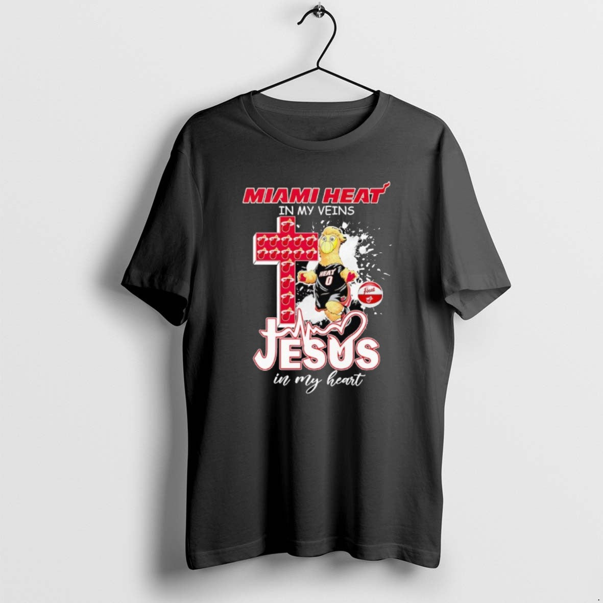 Official Miami Heat Mascot In My Veins Jesus In My Heart T-Shirts, Hoodie, Sweatshirt | TeeBloomCo.com