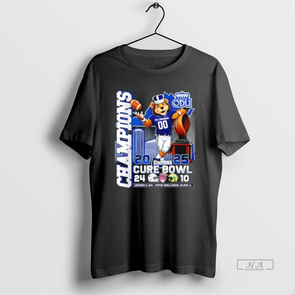 Official Old Dominion Monarchs 2025 Cure Bowl Champions Mascot Score T-Shirts, Hoodie, Sweatshirt | TeeBloomCo.com