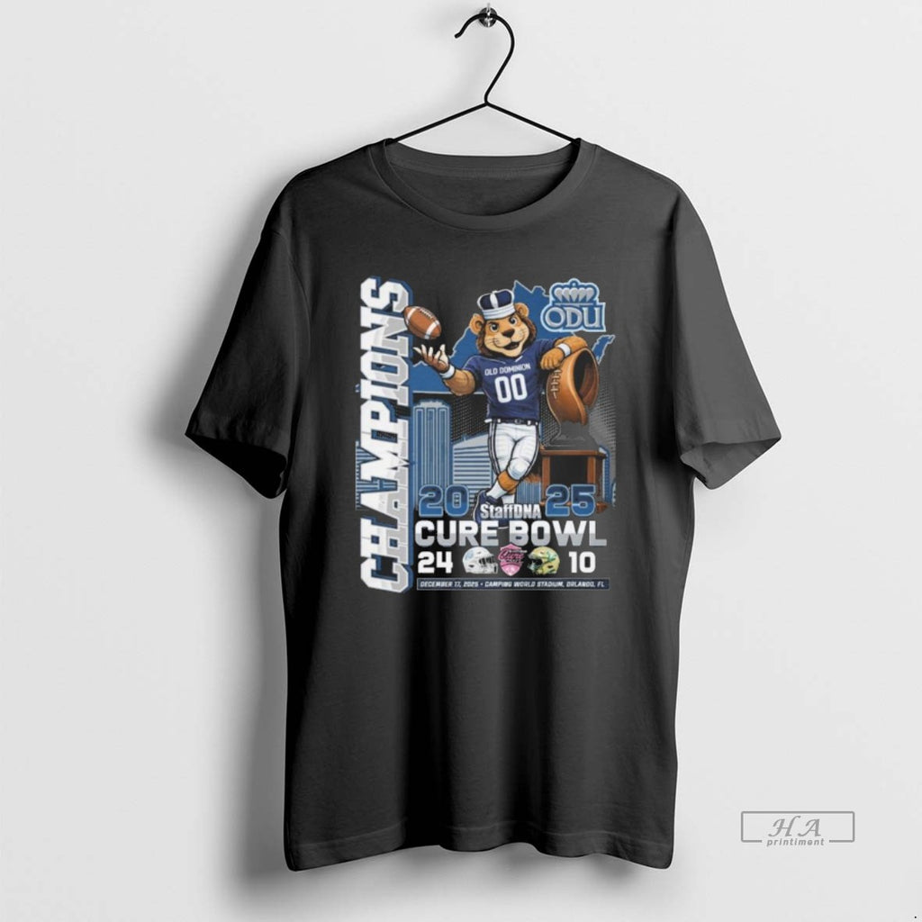 Official Old Dominion Monarchs 2025 Staffdna Cure Bowl Champions Mascot T-Shirts, Hoodie, Sweatshirt | TeeBloomCo.com