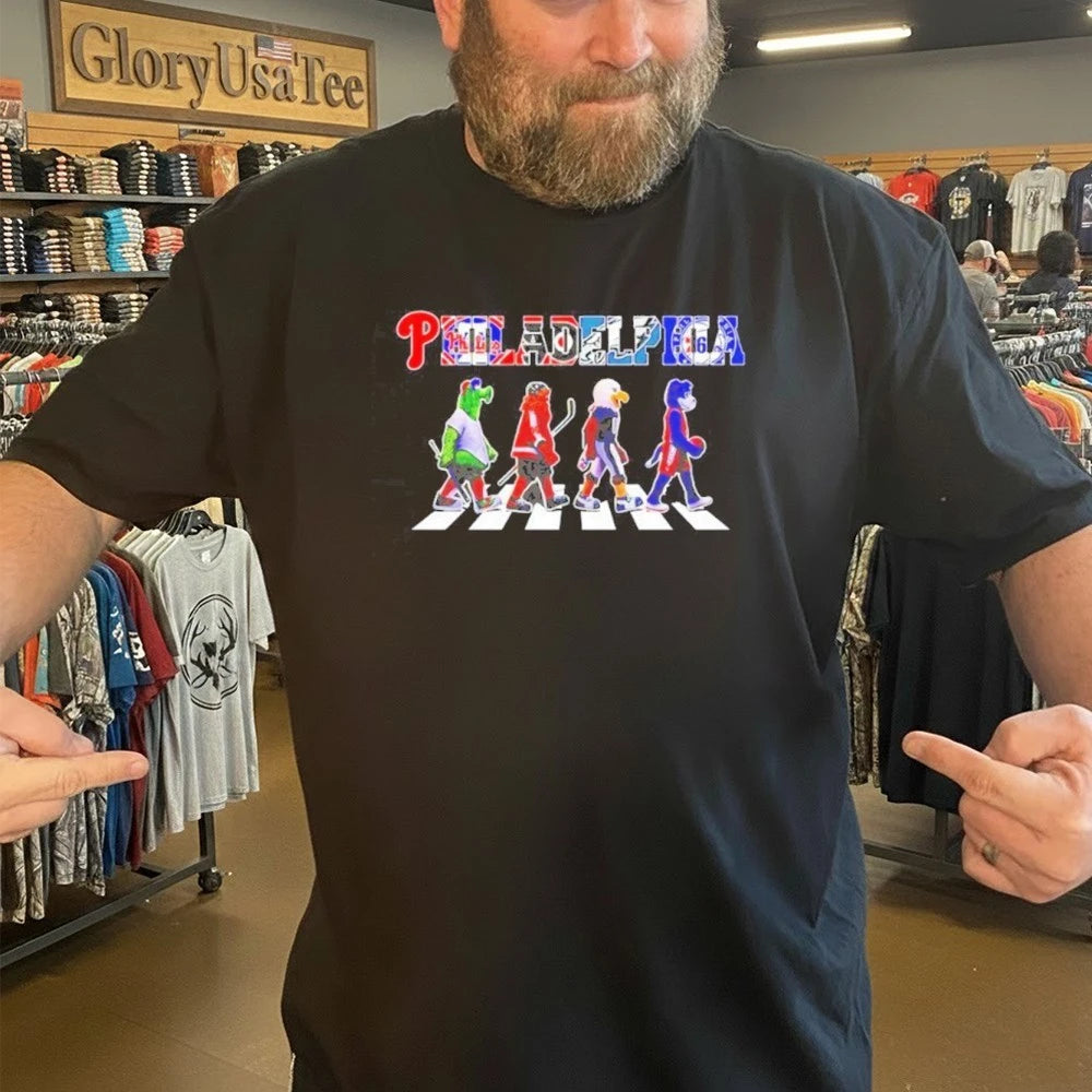 Official Phanatic Gritty Swoop and Franklin the Dog Philadelphia Abbey Road sports team mascot Shirt