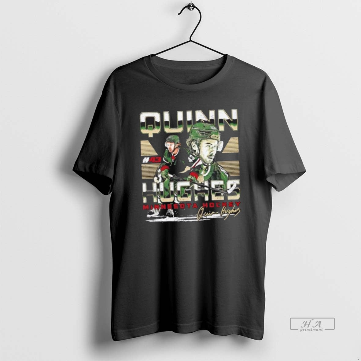 Official Quinn Hughes Minnesota Wild Dual Signature T-Shirts, Hoodie, Sweatshirt | TeeBloomCo.com