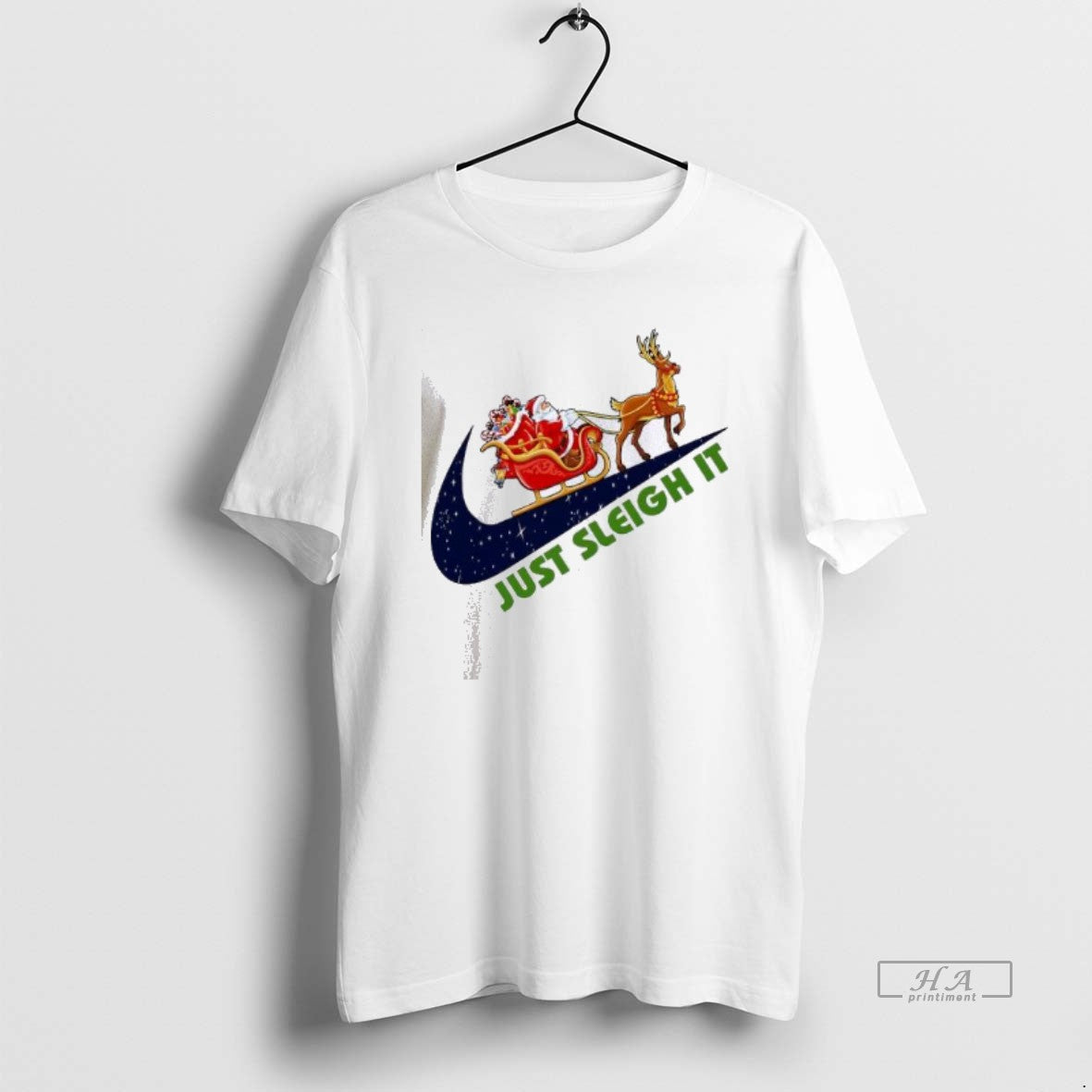 Official Santa Claus On A Sleigh Pulled By Reindeer Just Sleigh It T-Shirts, Hoodie, Sweatshirt | TeeBloomCo.com