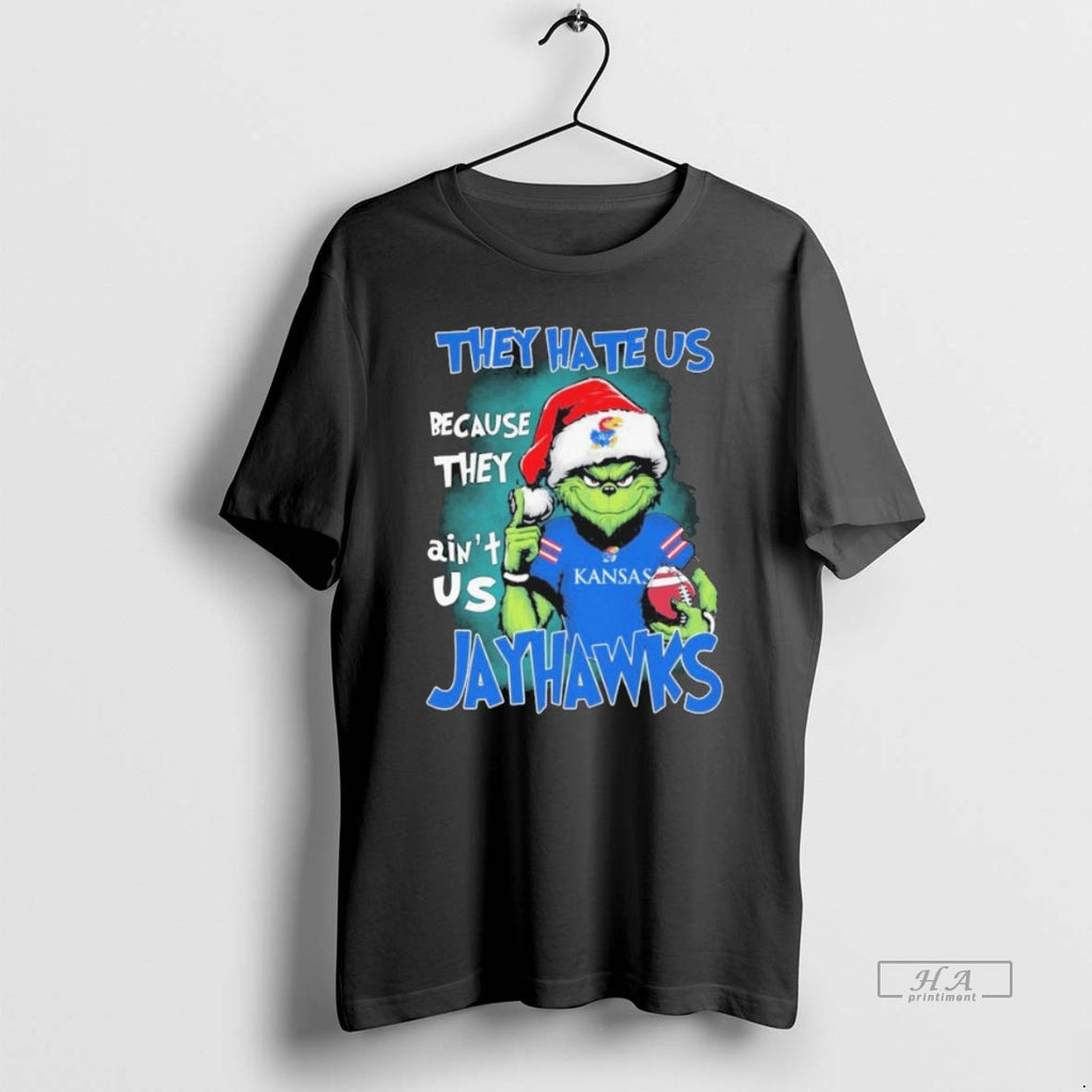 Official The Grinch They Hate Us Because They Aint Us Kansas Jayhawks Christmas T-Shirts, Hoodie, Sweatshirt | TeeBloomCo.com