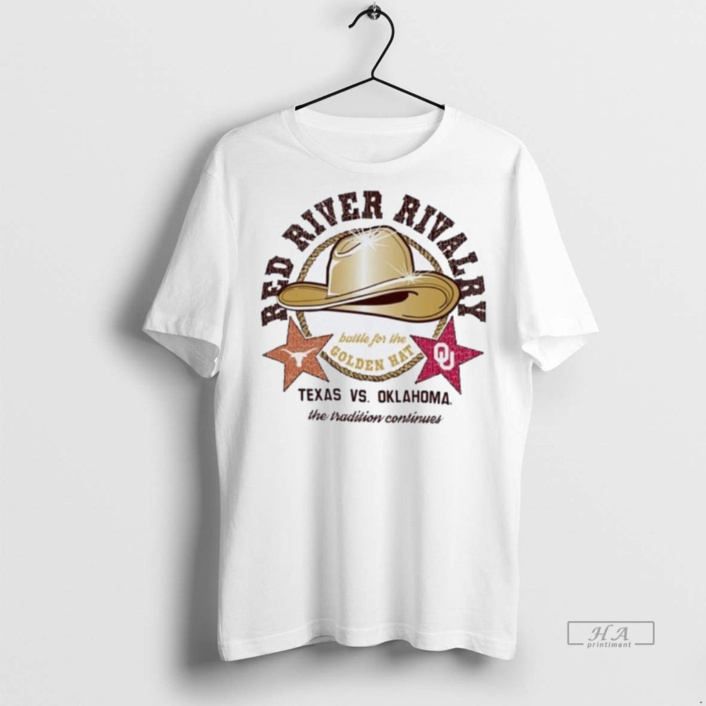 Official Trendy Gameday Battle For The Golden Hat 2025 Texas Vs Oklahoma Tee Sweater