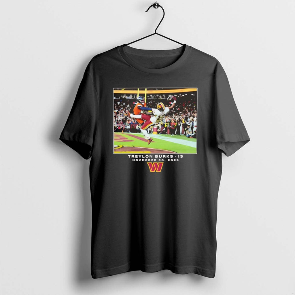 Official Treylon Burks Catching Moment Photo Washington Commanders Chriast T-Shirts, Hoodie, Sweatshirt | TeeBloomCo.com