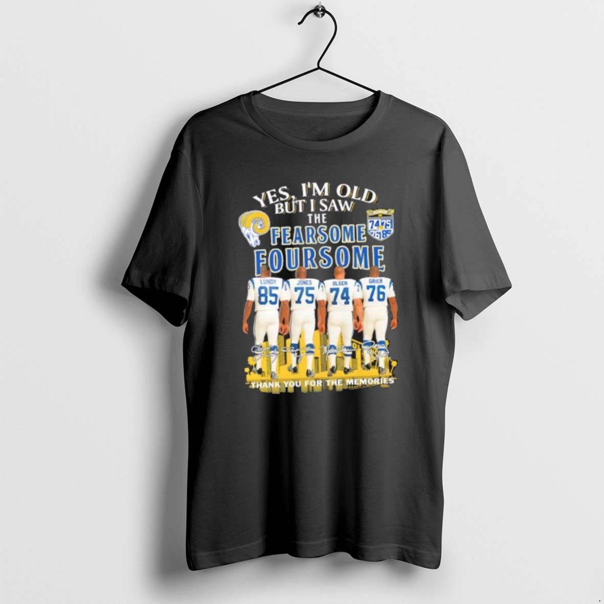 Official Yes Im Old But I Saw The Fearsome Foursome Lundy Jones Olsen Grier Los T-Shirts, Hoodie, Sweatshirt | TeeBloomCo.com