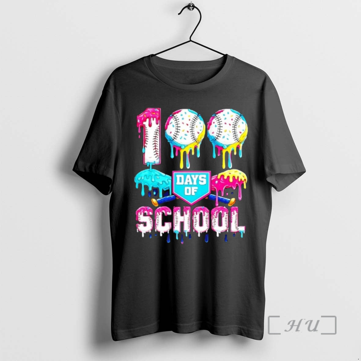 Officials 100 Days Of School 100th Day Ice Cream Drip Baseball Premium T Shirts Sweater Hoodie, Sweatshirt | TeeBloomCo.com
