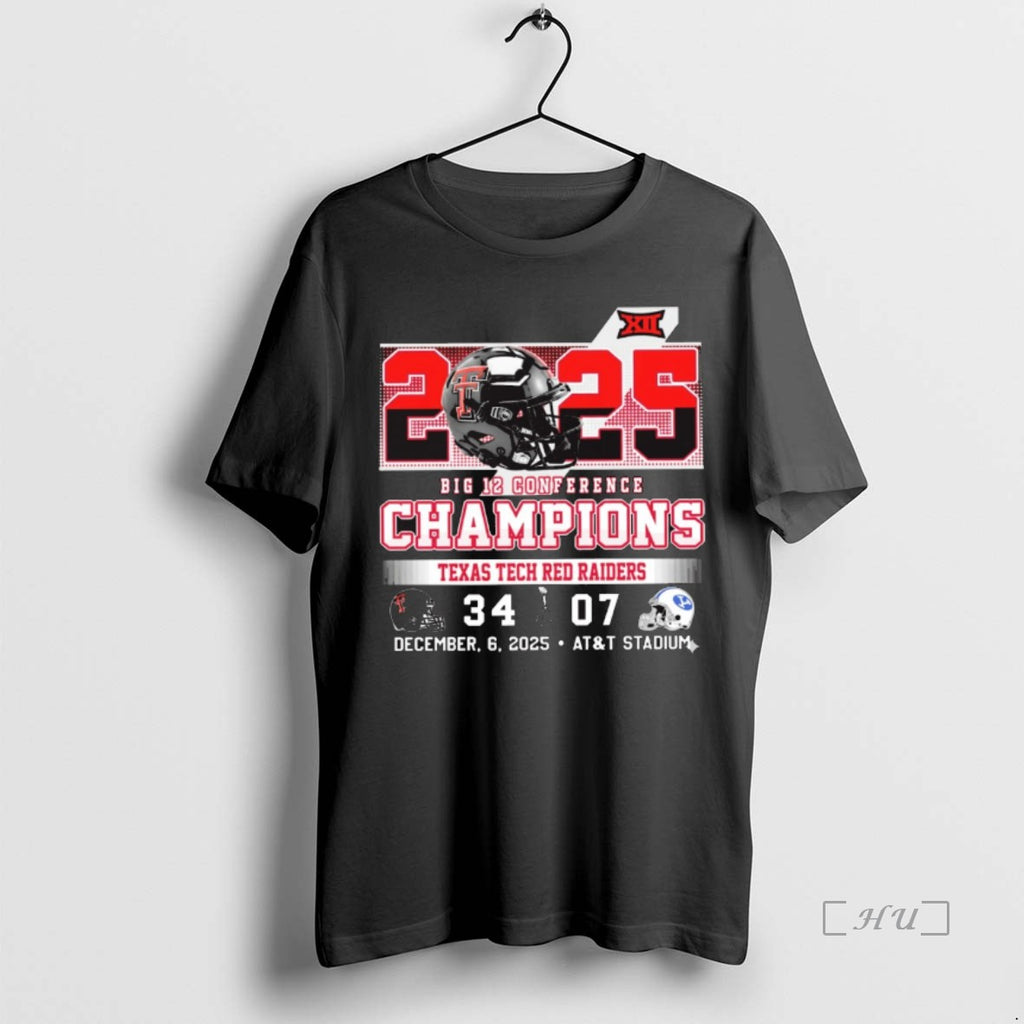 Officials 2025 Big 12 Conference Champions Texas Tech Red Raiders 34 07 Byu Cougars Dec T-Shirts, Hoodie, Sweatshirt