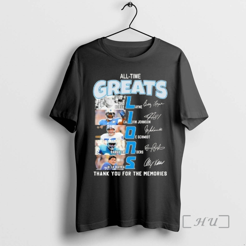 Officials All Time Greats Detroit Lions Legends Names Thank You For The Memories Signatures Premium T-Shirts, Hoodie,...