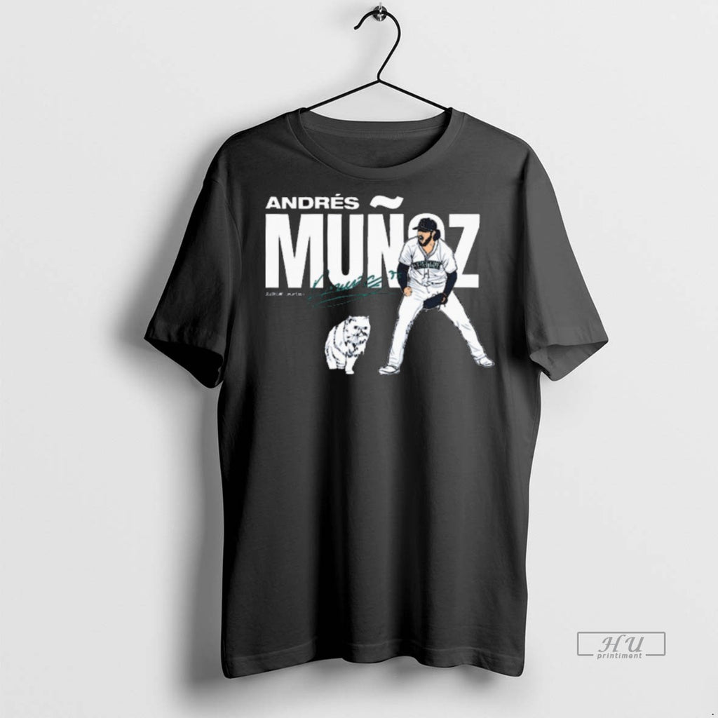 Officials Andres Munoz Seattle Mariners Mlb Slash Line Signature Painting Tee Shirt Sweater