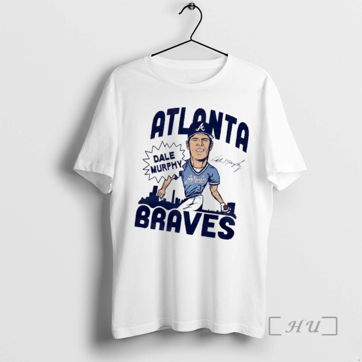Officials Atlanta Braves Dale Murphy Swing Caricature Signature T-Shirts, Hoodie, Sweatshirt | TeeBloomCo.com