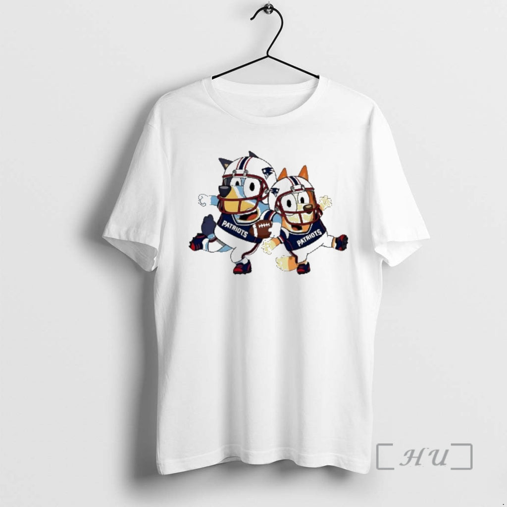 Officials Bluey New England Football Retro Fan Cute Cartoon T-Shirts, Hoodie, Sweatshirt | TeeBloomCo.com