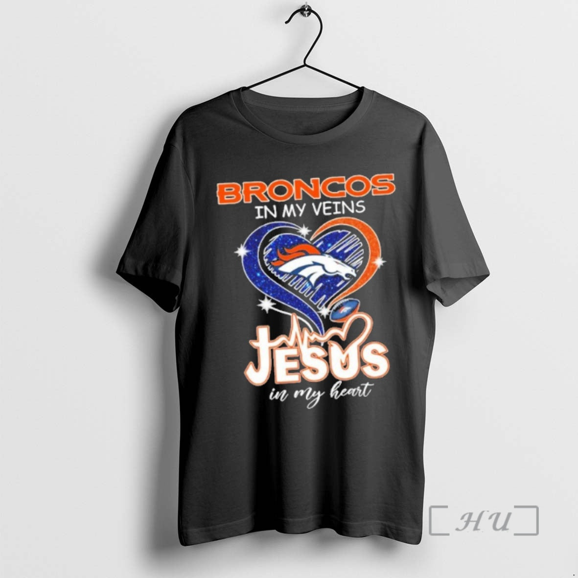 Officials Broncos In My Veins Heart Logo Ball Jesus In My Heart Premium T Shirts Hoodie, Sweatshirt | TeeBloomCo.com