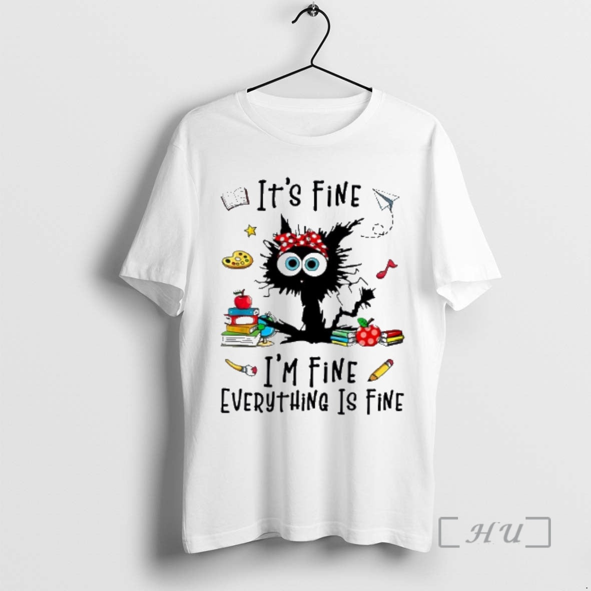 Officials Cat Its Fine Im Fine Everything Is Fine 100 Days Of School Premium T-Shirts, Hoodie, Sweatshirt | TeeBloomCo.com
