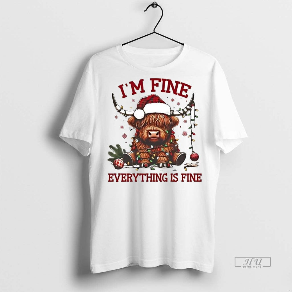 Officials Christmas Lights Cow Im Fine Everything Is Fine Tee Shirt Sweater