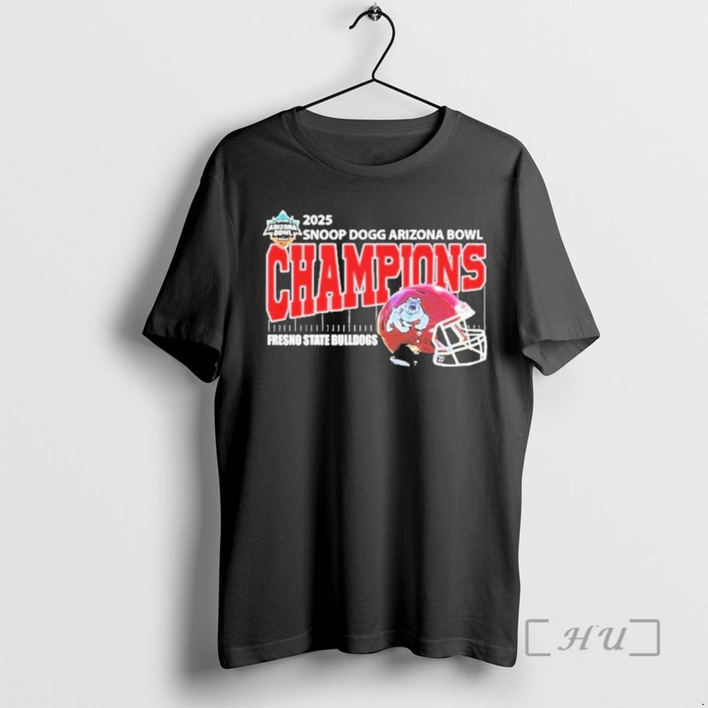 Officials Fresno State Bulldogs 2025 Snoop Dogg Arizona Bowl Champions Helmet Premium T Shirts Sweater Hoodie, Sweatshirt