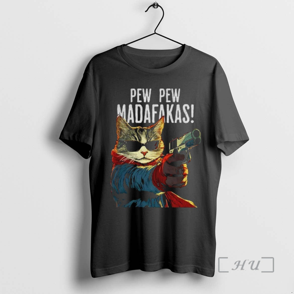 Officials Funny Cat Gun Pew Pew Madafakas Art T-Shirts, Hoodie, Sweatshirt | TeeBloomCo.com