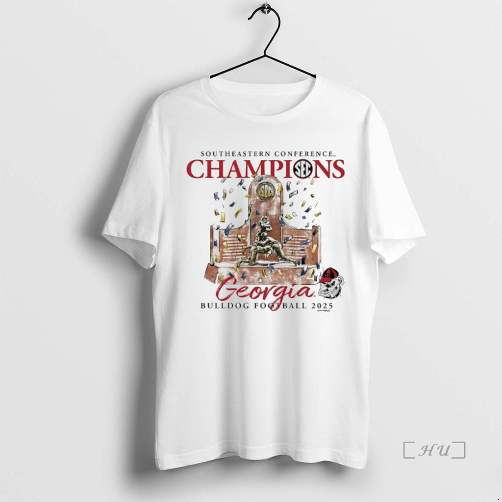 Officials Georgia Bulldogs 2025 Sec Football Champions Trophy T-Shirts, Hoodie, Sweatshirt | TeeBloomCo.com