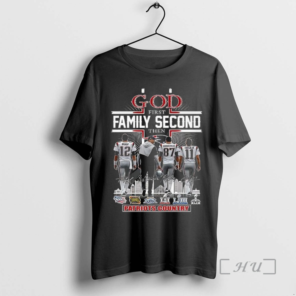 Officials God First Family Second Then Patriots Country Signature T-Shirts, Hoodie, Sweatshirt | TeeBloomCo.com