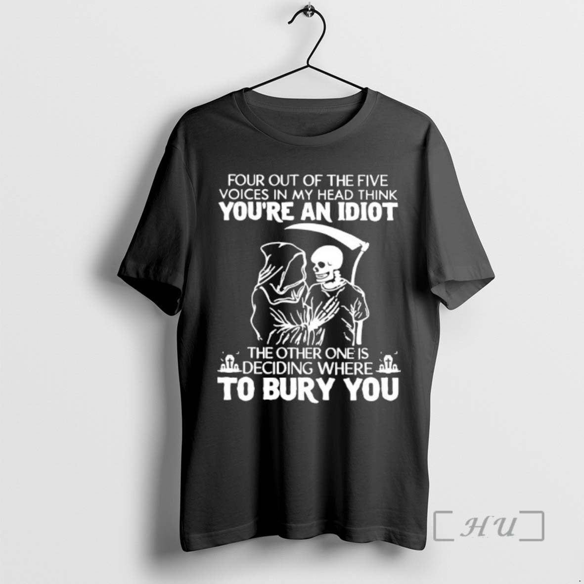 Officials Grim Reaper And Skeleton Four Out Of The Five Voices In My Head Think T-Shirts, Hoodie, Sweatshirt | TeeBloomCo.com