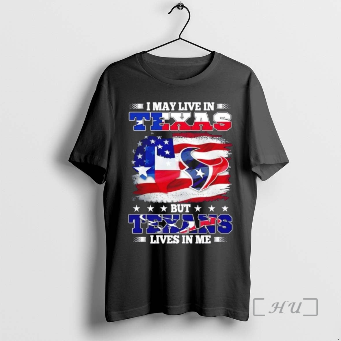 Officials I May Live In Texas But Houston Texans Lives In Me Us Flag Premium T-Shirts, Hoodie, Sweatshirt | TeeBloomCo.com