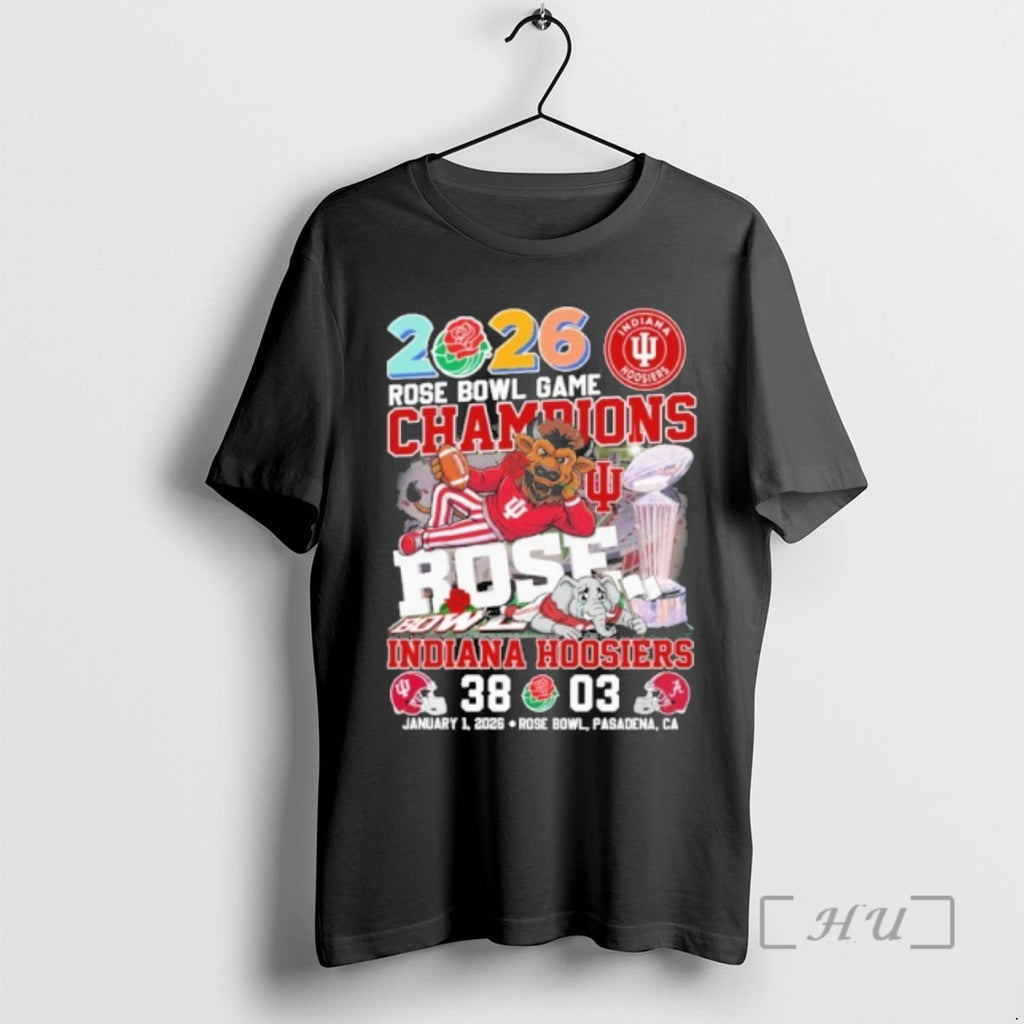Officials Indiana Beat Alabama Mascot 2026 Rose Bowl Game Champions Score Premium T Shirts Sweater Hoodie, Sweatshirt
