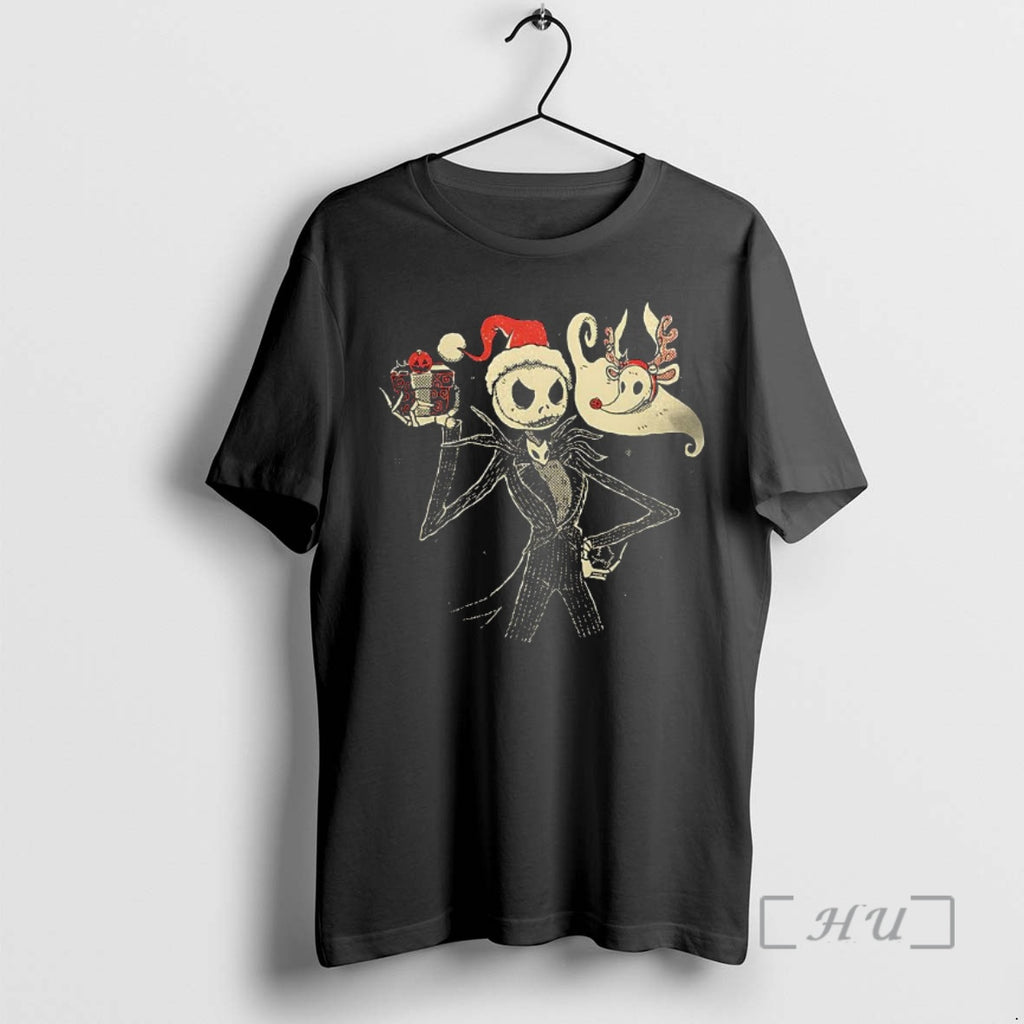 Officials Jack Skellington Santa Hat And Zero The Nightmare Before Christmas Premium T Shirts Sweater Hoodie, Sweatshirt