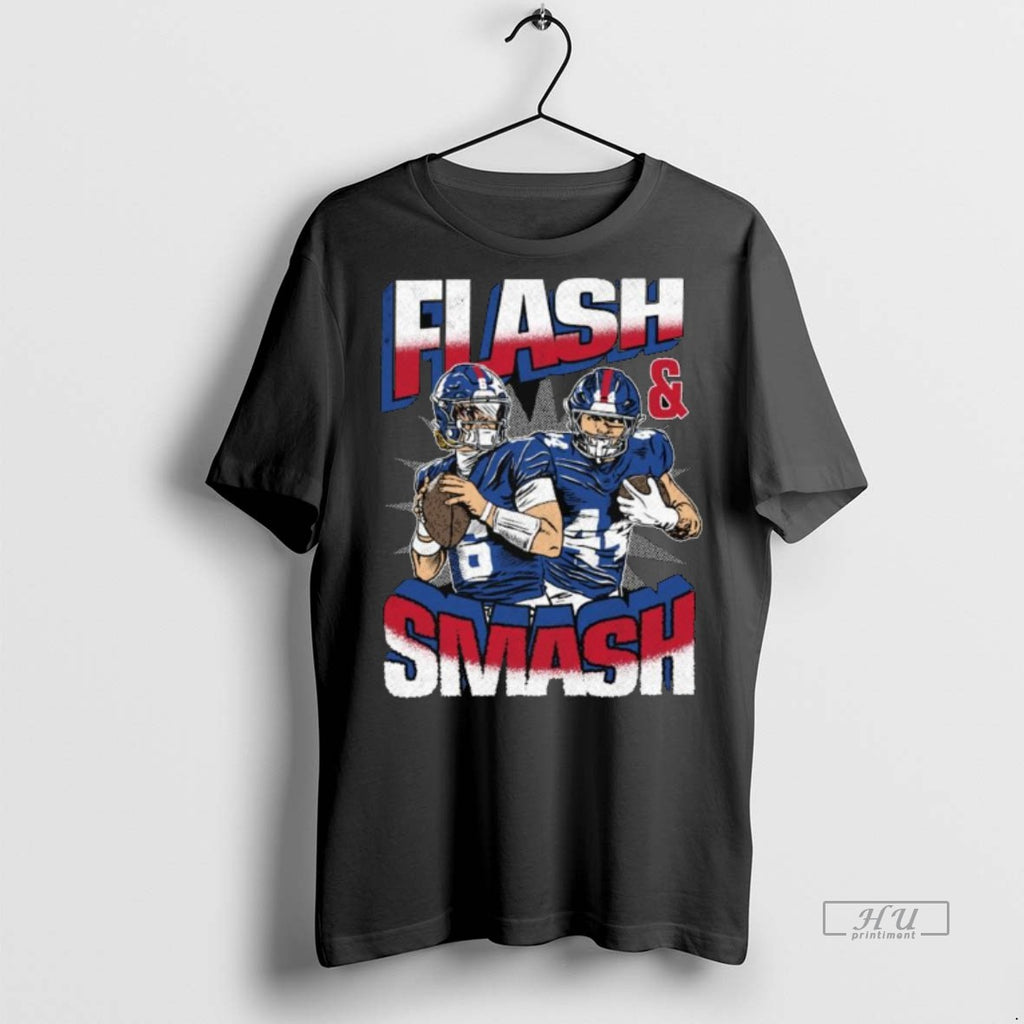 Officials Jaxson Dart And Cam Skattebo Flash And Smash New York Giants Long Sleve Tee